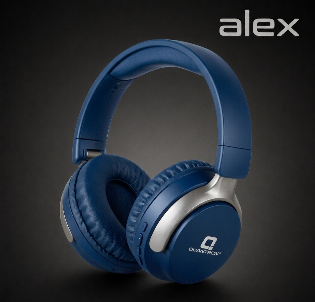 QUANTRON Alex Wireless Bluetooth Headphones – 36 Hours Playback | Matte Blue