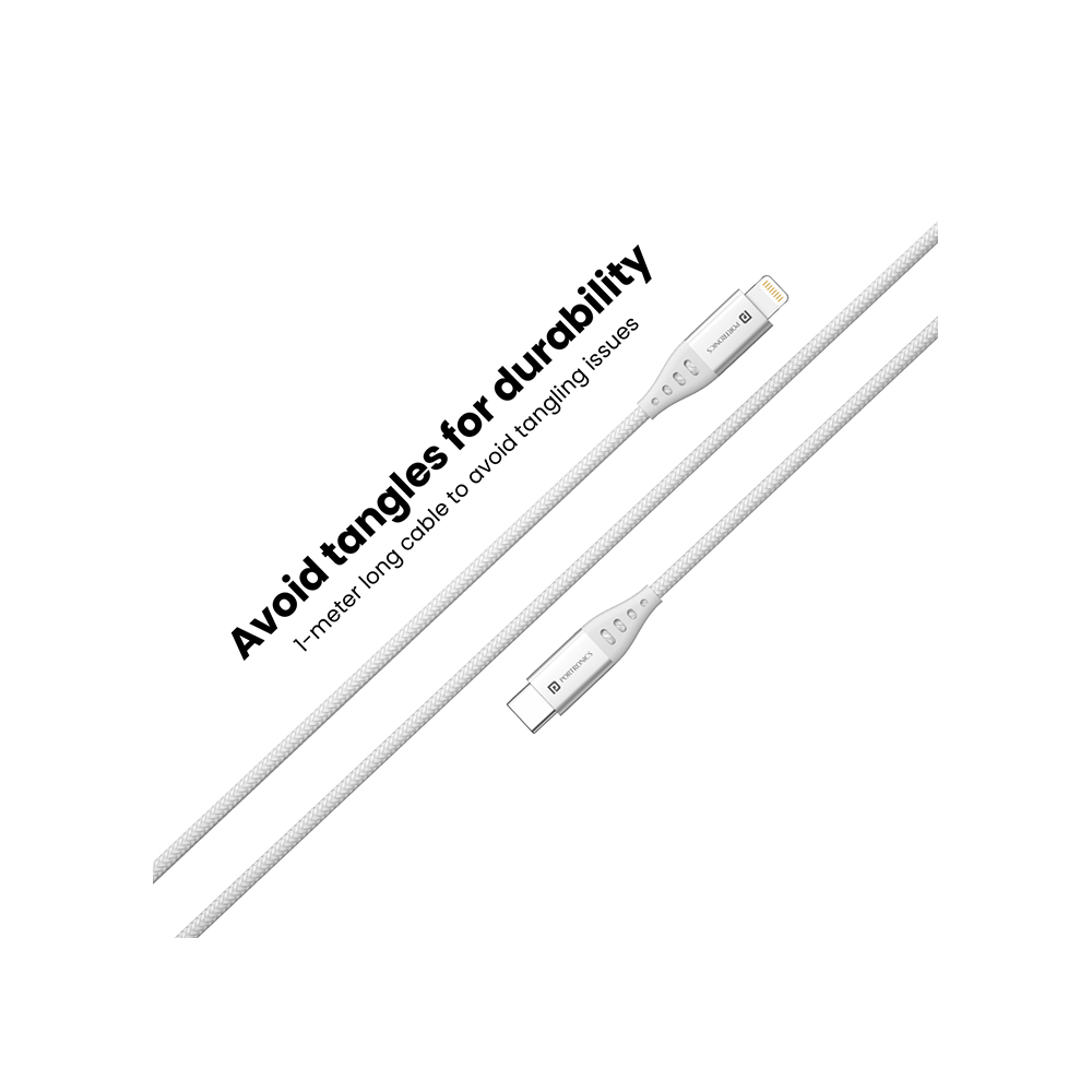 Portronics Konnect L1 20W Type-C to Lightning 8-Pin Braided Cable POR 1648/1649 - Black/White