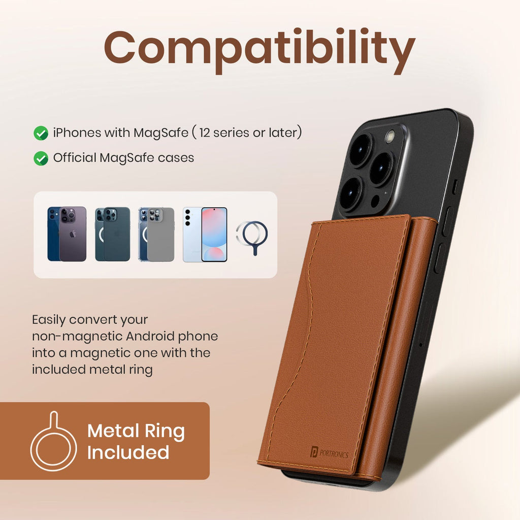 Portronics Brown Wallet X Magnetic Phone Wallet POR 3052 with 6 Card Slots