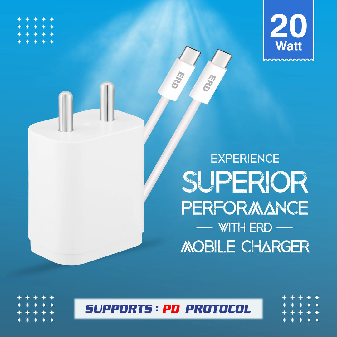 ERD 20W USB-C PD Fast Charger with USB-C to USB-C Cable White – TC-231