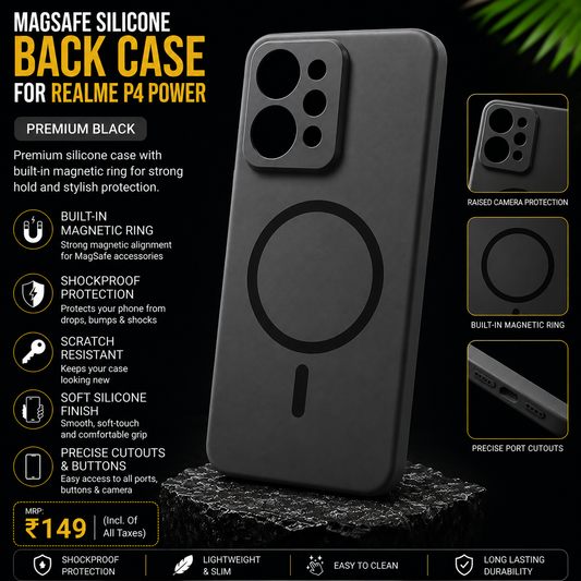 MagSafe Silicone Back Case for Realme P4 Power – Premium Black