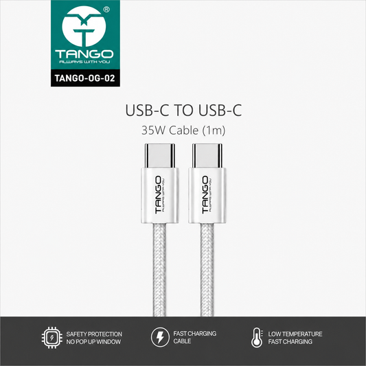 TANGO USB-C to USB-C 35W Fast Charging Cable White 1M – Tango-0G-02