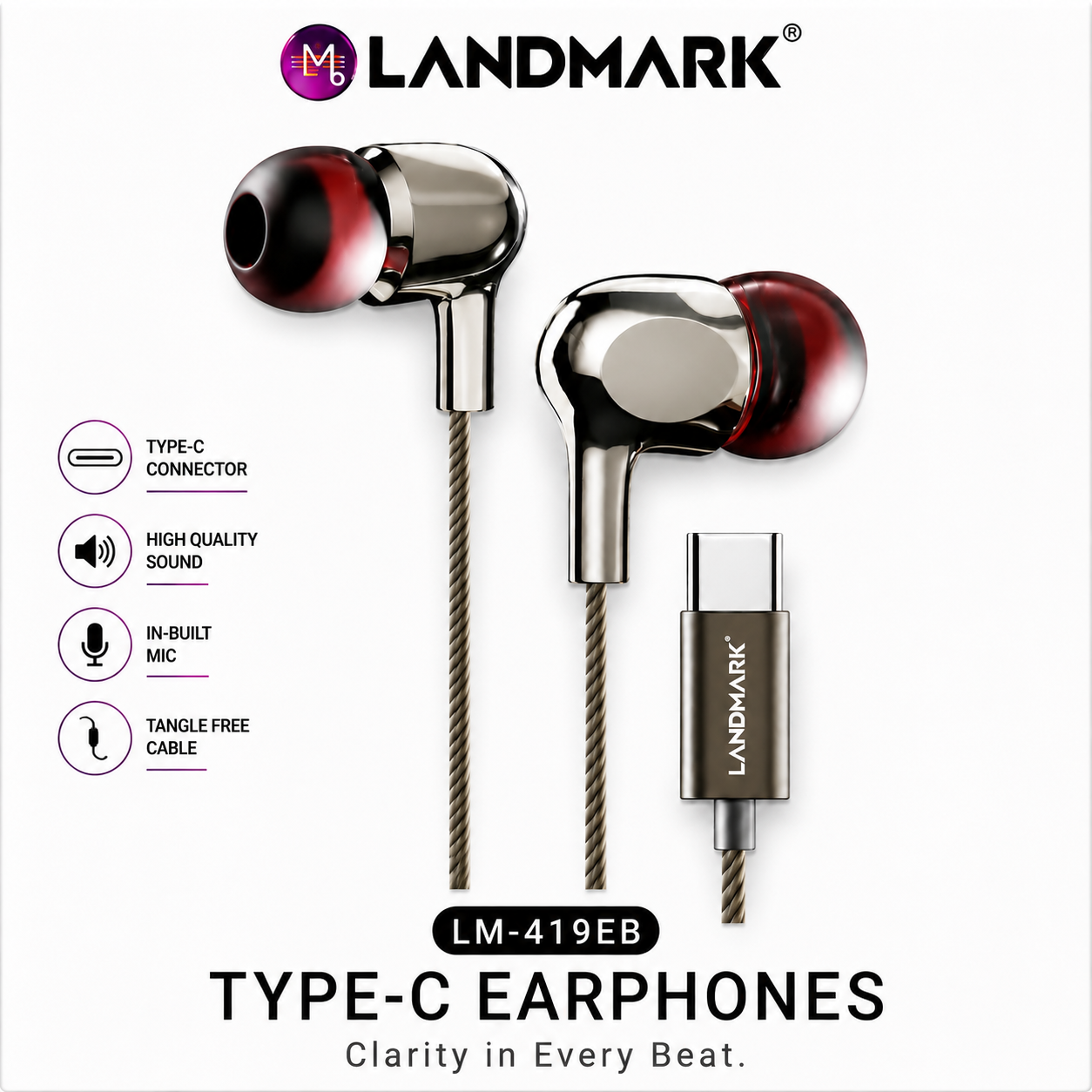 LANDMARK Type-C Wired Earphones – LM-419EB