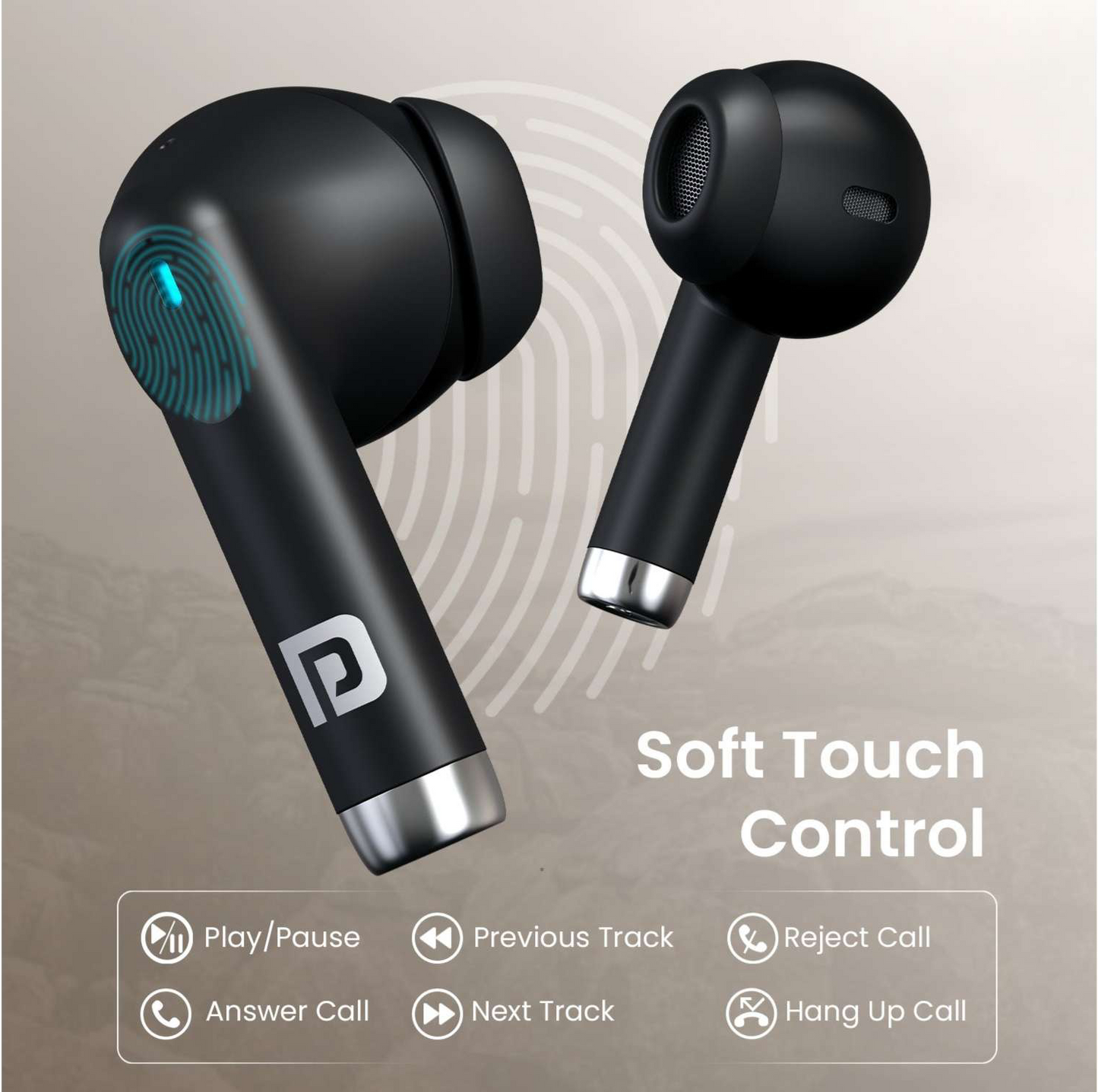 Portronics Twins S18 Pro In-Ear TWS Earbuds with Bluetooth 5.3, 30 Hours Playtime, Gaming & Music Mode – Black