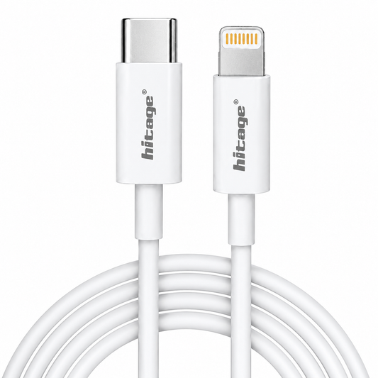 Hitage Premium Type-C to Lightning Cable, Fast Charging & High-Speed Data Transfer, 1 Meter – White | WB-622