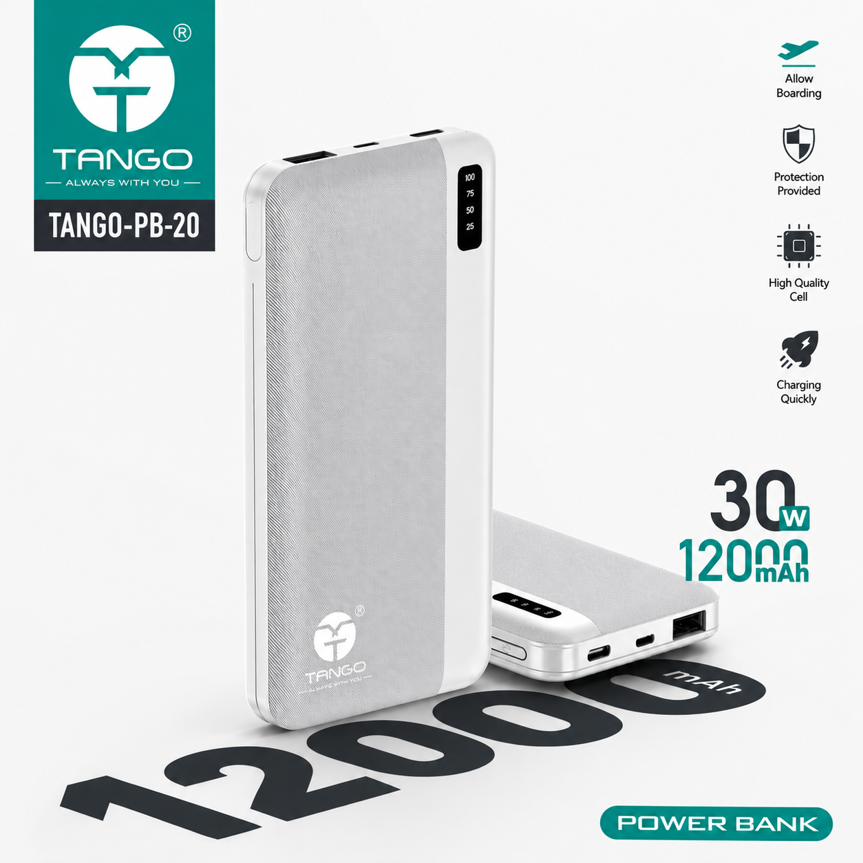 TANGO Power Bank 12000mAh 30W Fast Charging – TANGO-PB-20
