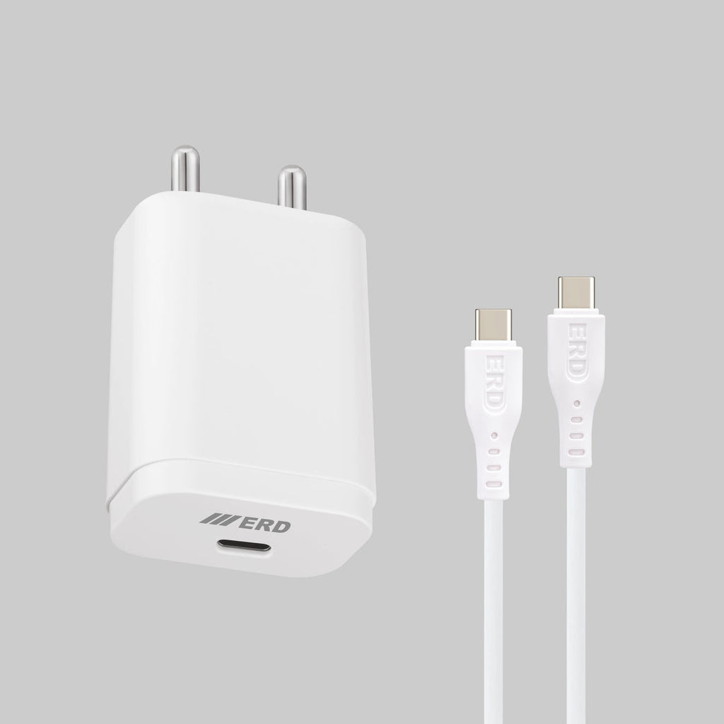 ERD 25W USB-C PD Fast Charger with USB-C to Type-C Cable – White | TC-232
