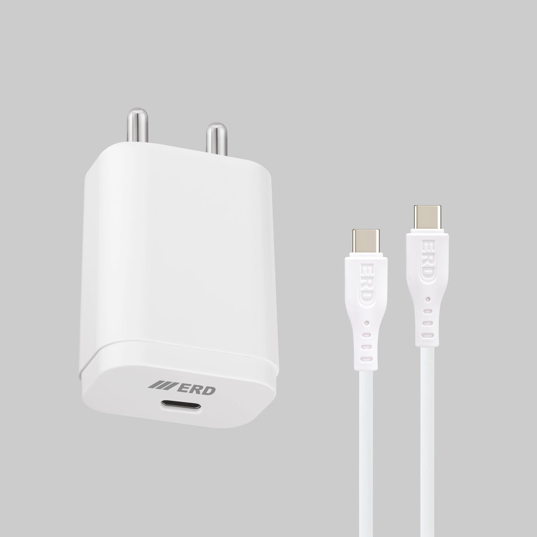 ERD 25W USB-C PD Fast Charger with USB-C to USB-C Cable – White | TC-232